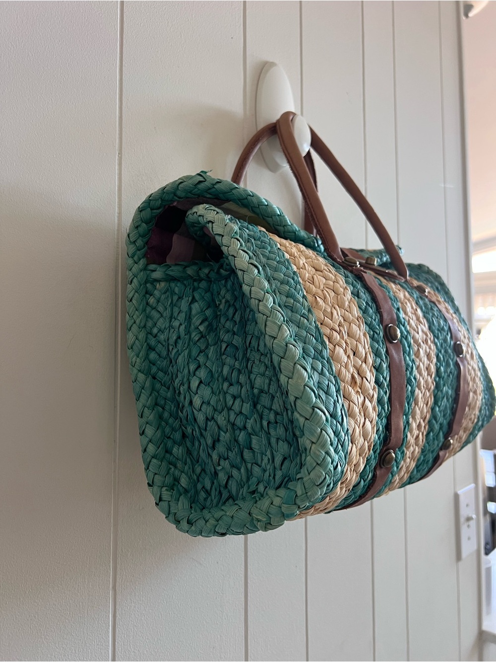 Anthropologie Pilcro and the Letterpress Rattan Woven Bag Purse Tote Green - Picture 3 of 12